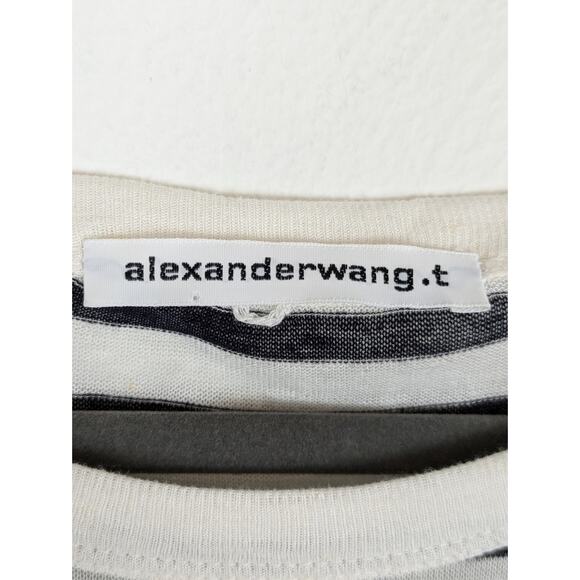 Alexanderwang.t T Shirt Top Striped Knit Streetwear Designer Black White Size L - Picture 10 of 12